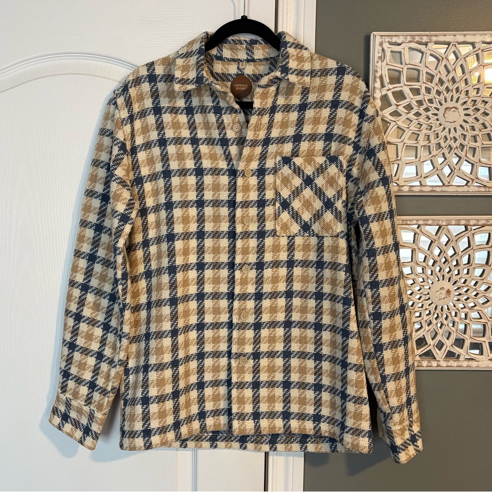 Common People Wool Blend Plaid Button Down Shirt